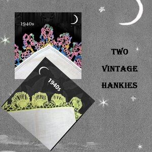 TWO Vintage 40s Handkerchief,  Tatted Linen Hankies, SERIOUS Tatting – Hanky